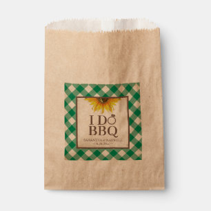 I Do BBQ Green Gingham and Sunflower Favour Bags