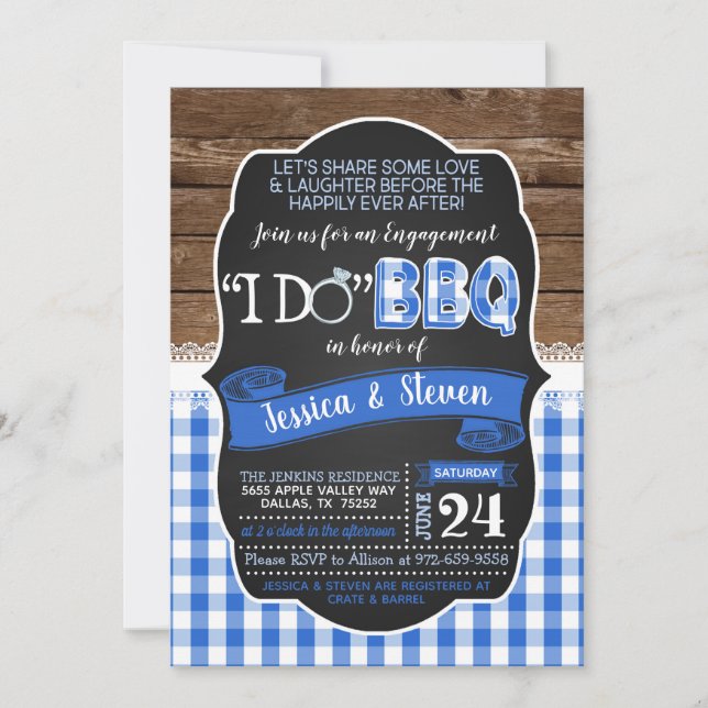 I Do BBQ Invitation - Blue (Front)