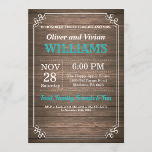 I DO BBQ Invitation Rustic Teal Wedding Engagment