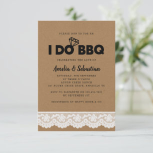 I Do BBQ Kraft Lace Bridal Shower Invitation