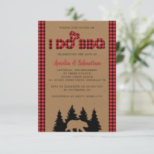 I Do BBQ Kraft Plaid Bridal Shower Invitation