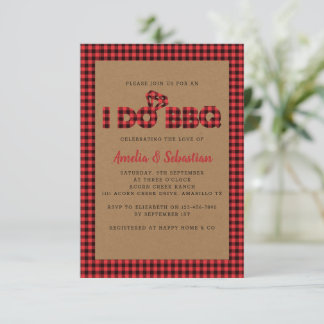 I Do BBQ Kraft Plaid Bridal Shower Invitation