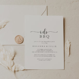 I Do BBQ Minimalist Silver Engagement Party   Invitation