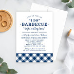 I Do BBQ Navy Blue Gingham Wedding Couples Shower Invitation<br><div class="desc">A rustic modern couple's wedding shower invitation for a casual summer backyard BBQ event.  Text includes "Join us for an "I do" Barbecue Couples Wedding Shower" honouring the future bride and groom.  Navy blue and white design colours.</div>