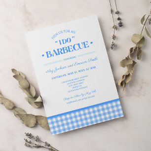 I Do BBQ Navy Blue Wedding Engagement Party Invitation