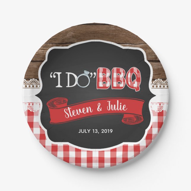 I Do BBQ Paper Plate - Red (Front)