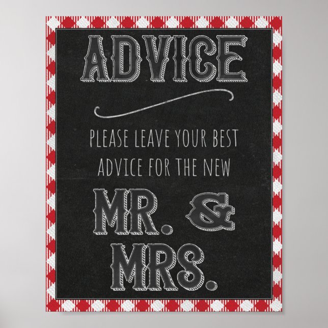 I Do BBQ Party Advice & Wishes for Mr. & Mrs. Sign (Front)