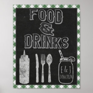 I Do BBQ Party Green Food Bar Food & Drinks Sign