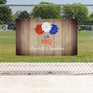 I Do BBQ Patriotic Floral Banner
