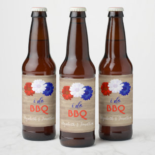 I Do BBQ Patriotic Floral Beer Bottle Label