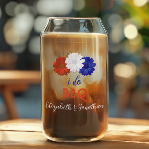 I Do BBQ Patriotic Floral Can Glass
