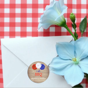 I Do BBQ Patriotic Floral Classic Round Sticker