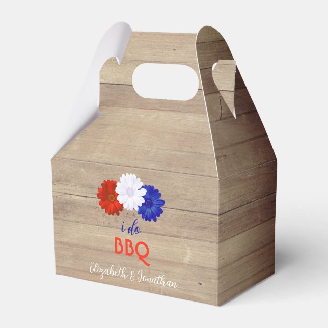 I Do BBQ Patriotic Floral Favour Box (Front Side)