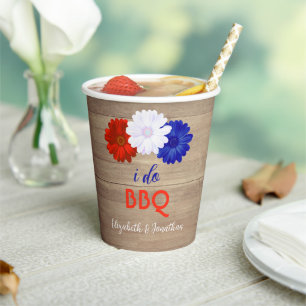 I Do BBQ Patriotic Floral Paper Cups