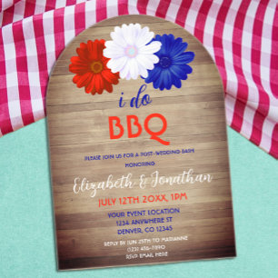 I Do BBQ Patriotic Floral Post-Wedding Acrylic Invitations