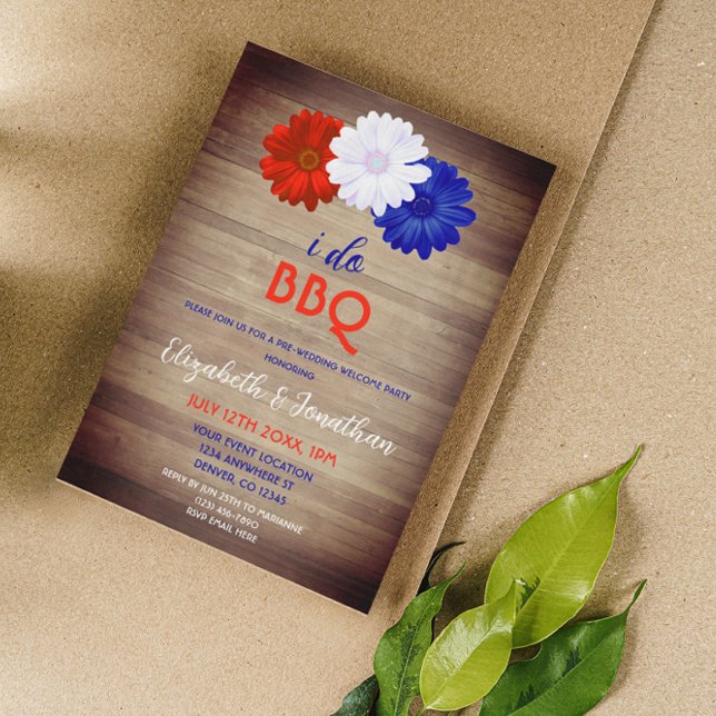 I Do BBQ Patriotic Floral Pre-Wedding Welcome Invitation (Creator Uploaded)