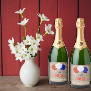 I Do BBQ Patriotic Floral Sparkling Wine Label