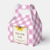 I Do BBQ Pink Gingham Sunflower Favour Box