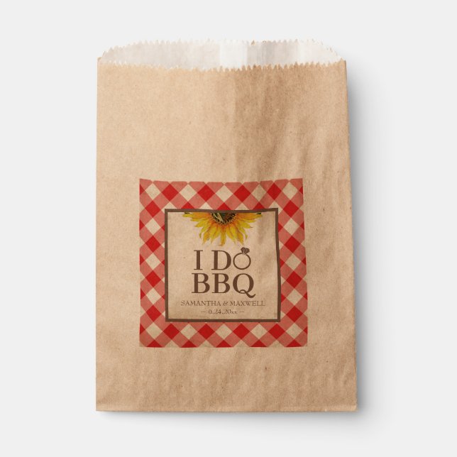I Do BBQ Red Gingham and Sunflower Favour Bags (Front)