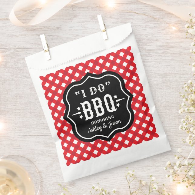 I Do BBQ Red Gingham Check Wedding Favour Bags (Clipped)