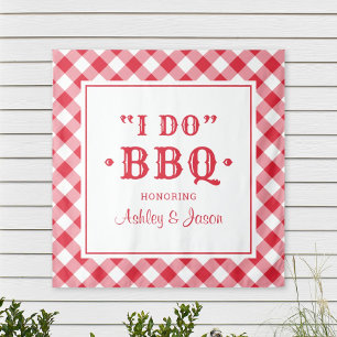 I Do BBQ Red Gingham Custom Wedding Monogram Tapestry