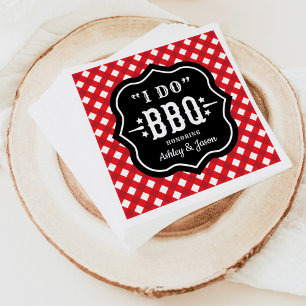 I Do BBQ Red Gingham Custom Wedding Napkin