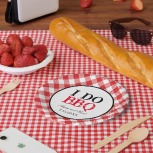 I Do BBQ Red Gingham  Paper Plate
