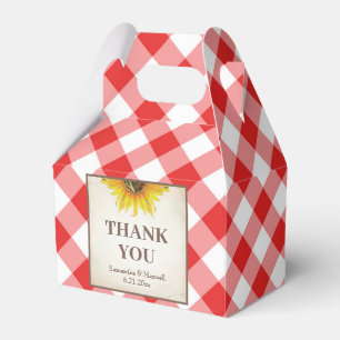 I Do BBQ Red Gingham Sunflower Favour Box