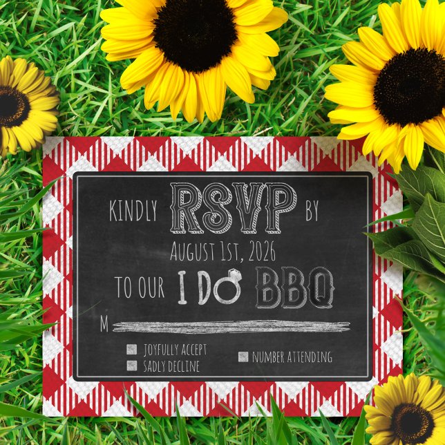 I Do BBQ Red Outdoor Summer/Spring Wedding RSVP Enclosure Card (Creator Uploaded)