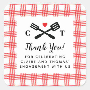 I Do BBQ Red Picnic Favour Square Sticker