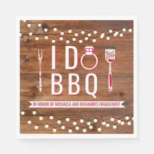 I Do BBQ Rustic Couples Shower Engagement Party Napkin