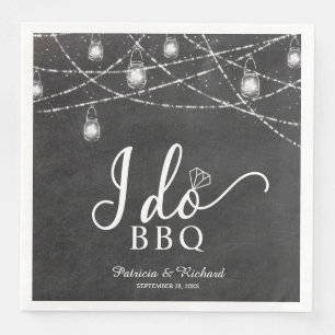 I Do BBQ Rustic Engagement Party Chalk Napkin