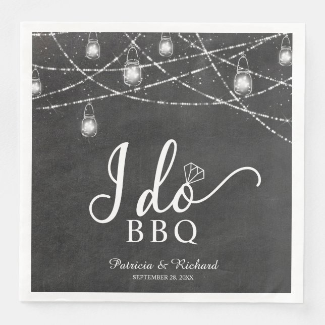 I Do BBQ Rustic Engagement Party Chalk Napkin (Front)