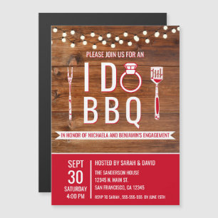I Do BBQ Rustic Engagement Party Couples Shower Magnetic Invitation