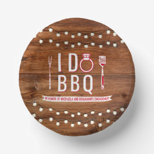 I Do BBQ Rustic Engagement Party Couples Shower Paper Plate