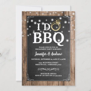 'I DO BBQ' Rustic Engagement Party Invitation