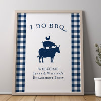 I Do BBQ Rustic Farmhouse Navy Blue Plaid Welcome