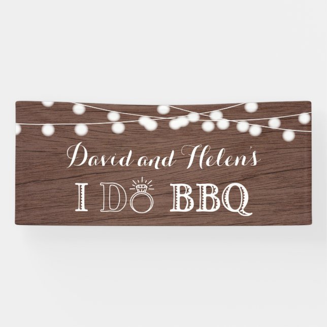 I DO BBQ Rustic Wood Wedding Engagment Banner (Horizontal)