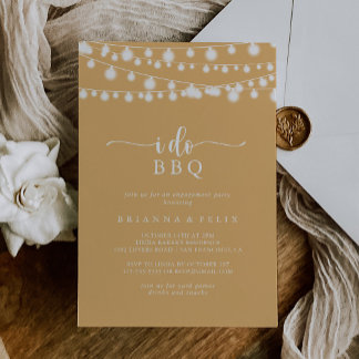 I Do BBQ String Lights Yellow Engagement Party Invitation