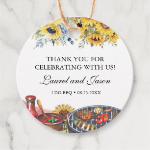 I Do BBQ Sunflower Rustic Engagement Party Favour Tags
