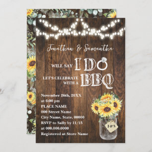 I do BBQ Sunflowers Western Couples Shower Invitation