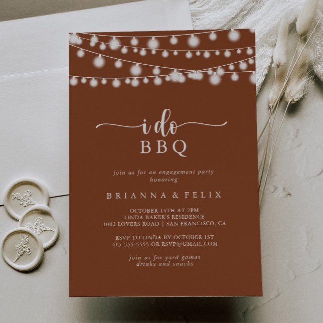 I Do BBQ Terracotta Lights Engagement Party   Invitation (Creator Uploaded)