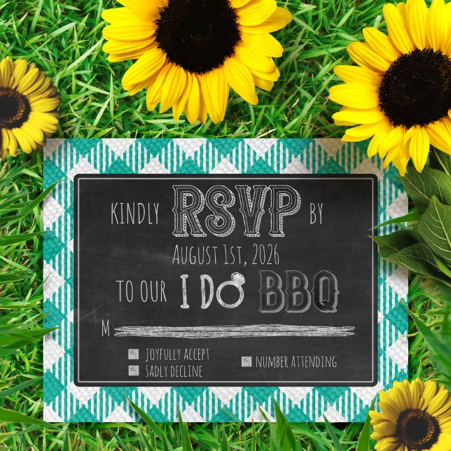 I Do BBQ Turquoise Outdoor Spring Wedding RSVP Enclosure Card (Creator Uploaded)
