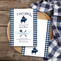 I Do BBQ Vintage Navy Blue Gingham Bridal Shower