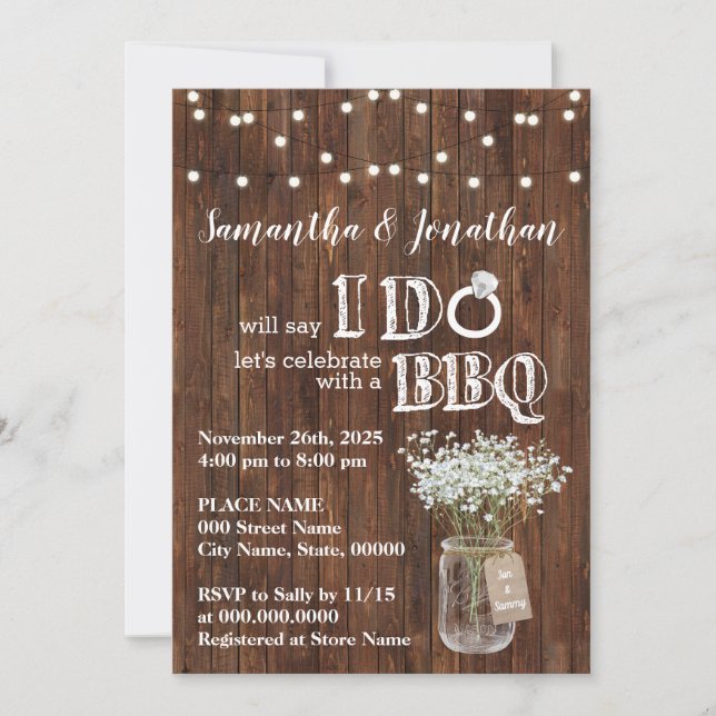 I do bbq wedding shower baby's breath rustic invitation (Front)