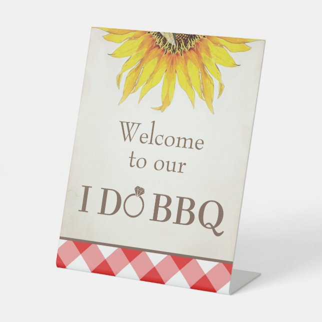 I Do BBQ Welcome Sign Red Gingham (Front)