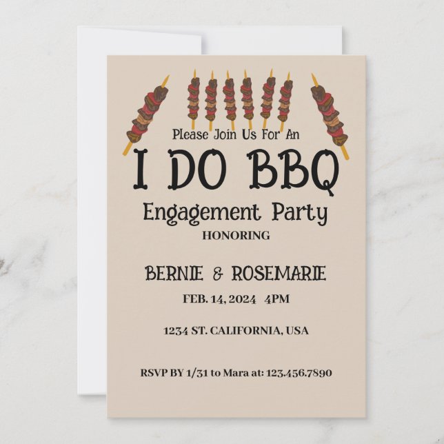 I DO BBQ With Barbecue Stick Grill Invitation