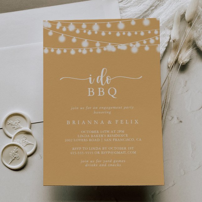 I Do BBQ Yellow Lights Engagement Party   Invitation (Creator Uploaded)