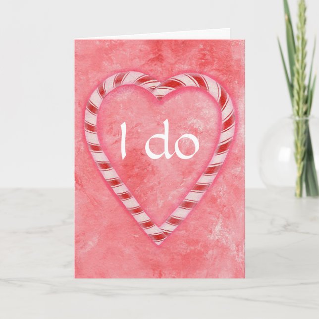 I do, Candy Cane Heart, wedding invitation cards (Front)
