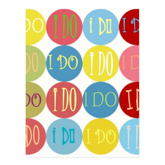 I DO COLORED DOTS POSTCARD